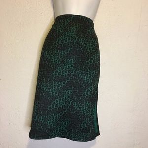 Retro Rockabilly Pinup Green Leopard Pencil Skirt